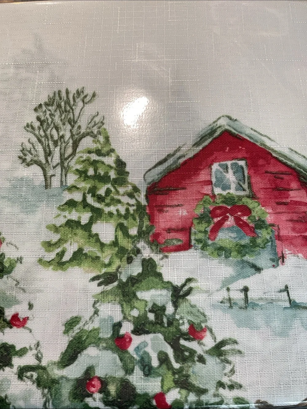 ⛄️ Holiday tablecloth. Christmas country scene.
